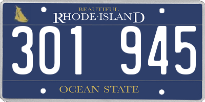 RI license plate 301945