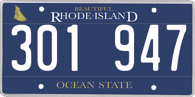 RI license plate 301947