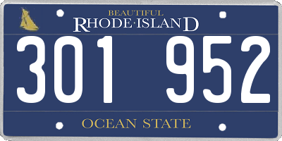 RI license plate 301952