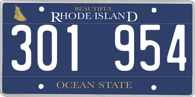 RI license plate 301954
