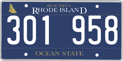 RI license plate 301958