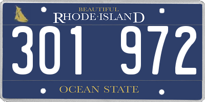 RI license plate 301972