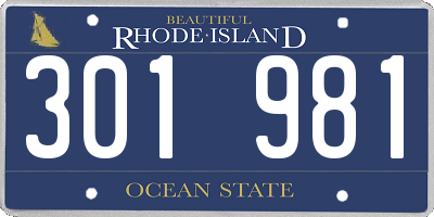 RI license plate 301981