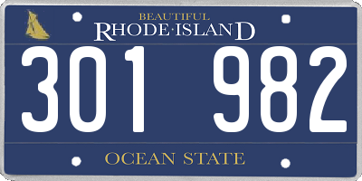 RI license plate 301982