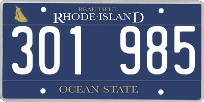 RI license plate 301985