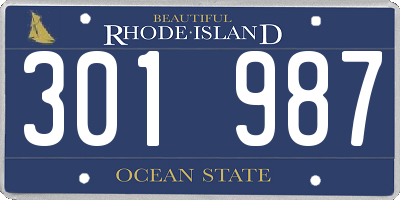 RI license plate 301987