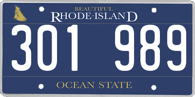 RI license plate 301989
