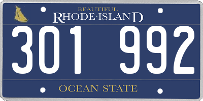 RI license plate 301992