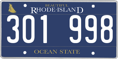 RI license plate 301998