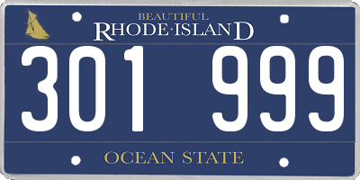 RI license plate 301999