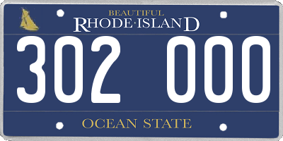 RI license plate 302000
