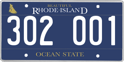 RI license plate 302001