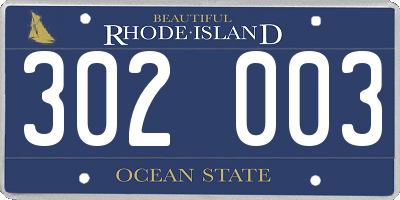 RI license plate 302003