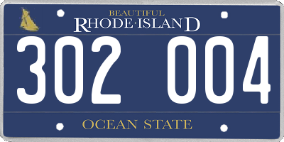 RI license plate 302004