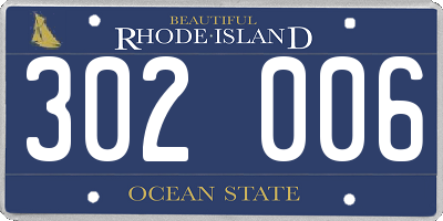 RI license plate 302006