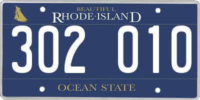 RI license plate 302010