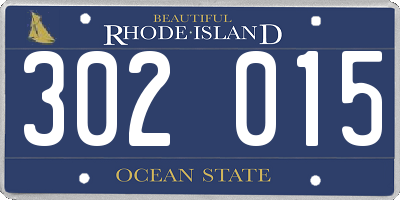 RI license plate 302015