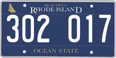 RI license plate 302017