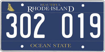 RI license plate 302019