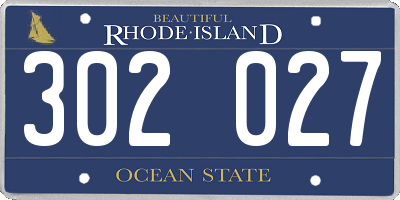 RI license plate 302027