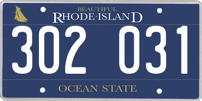 RI license plate 302031