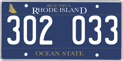 RI license plate 302033