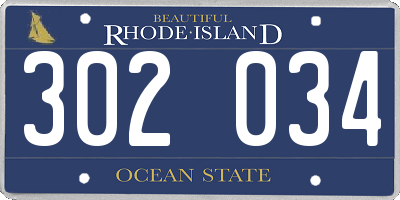 RI license plate 302034