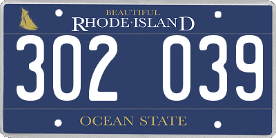 RI license plate 302039