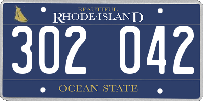 RI license plate 302042