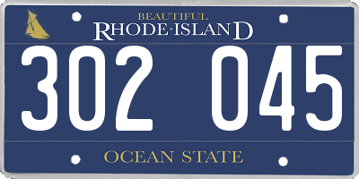 RI license plate 302045