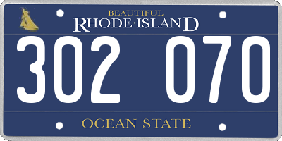 RI license plate 302070