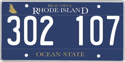 RI license plate 302107