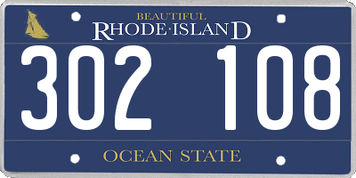 RI license plate 302108