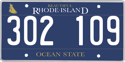 RI license plate 302109