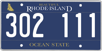 RI license plate 302111
