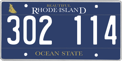 RI license plate 302114