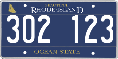 RI license plate 302123