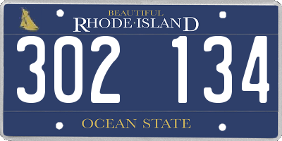 RI license plate 302134