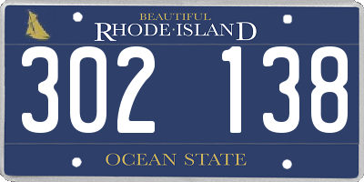 RI license plate 302138