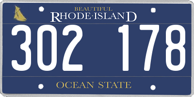 RI license plate 302178