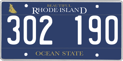 RI license plate 302190