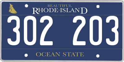 RI license plate 302203