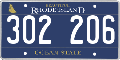 RI license plate 302206