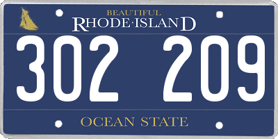 RI license plate 302209