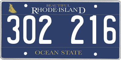RI license plate 302216