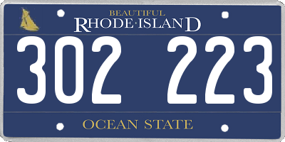 RI license plate 302223
