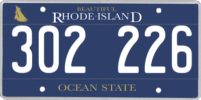 RI license plate 302226