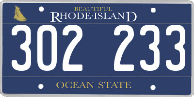 RI license plate 302233