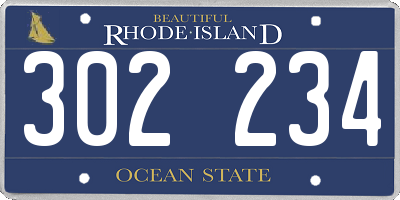 RI license plate 302234