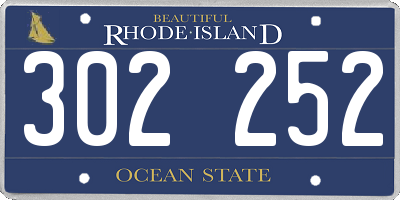 RI license plate 302252